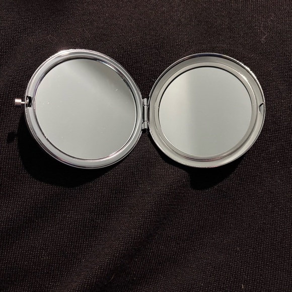 Rhinestone Glitter Compact Mirror CHOICE - Silver, Pink, or Blue - Magnifying - Picture 6 of 7